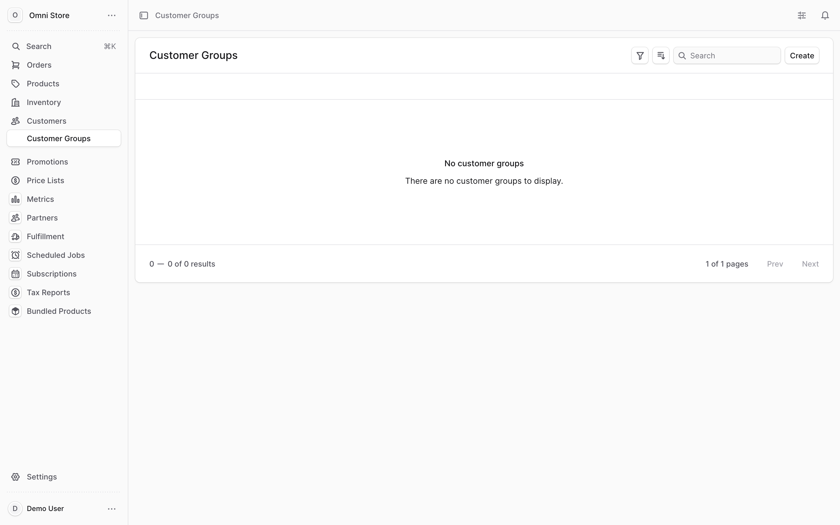 The Customer Groups page listing all groups