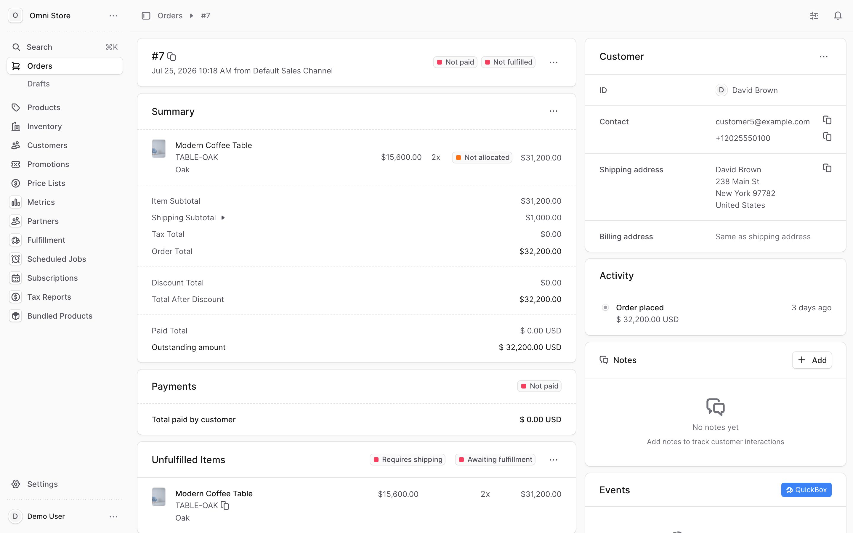 Order status badges: Payment and Fulfillment