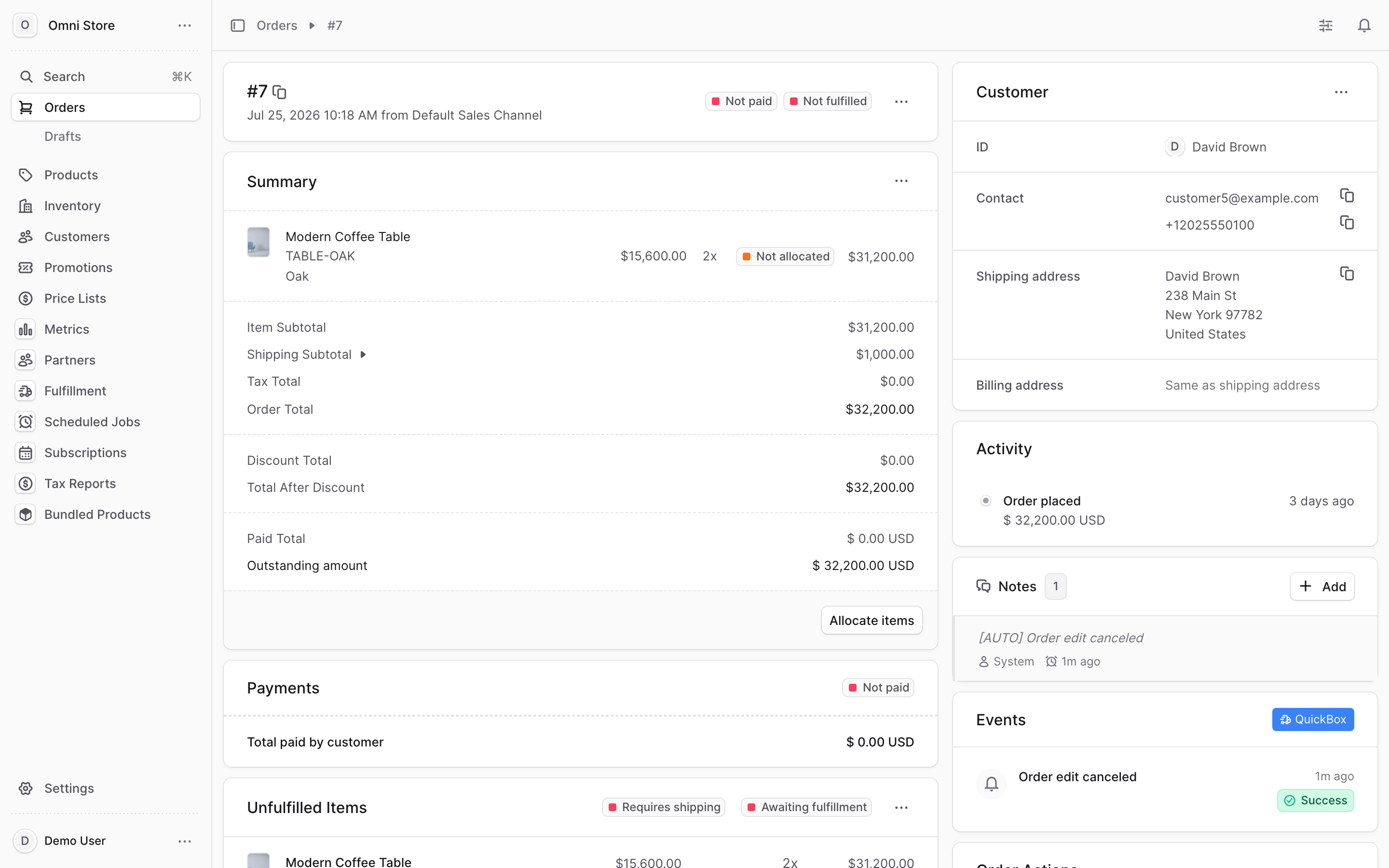The order actions menu with Transfer ownership highlighted